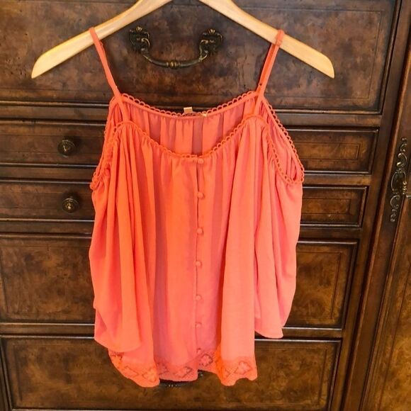 Skies Are Blue salmon off the shoulder top - Picture 1 of 11